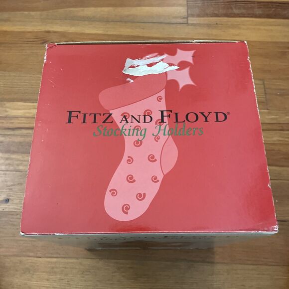 Fitz and Floyd Happy Holidays Stocking Holder 2004 Santa Elf Christmas Tree - Picture 16 of 16